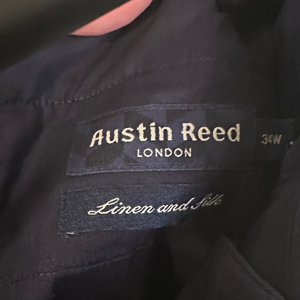 Austin Reed Navy Flat Front Shorts - Picture 2 of 5